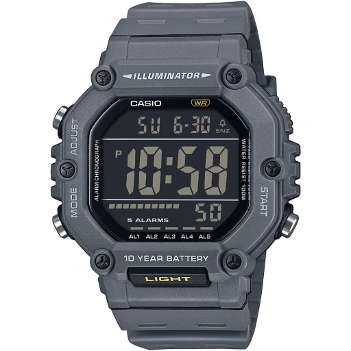 Casio AE-1600H-8BVEF pánske digitálne náramkové hodinky 49,7 mm so sivým plastovým puzdrom a remienkom - 1