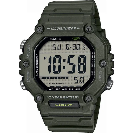 Casio AE-1600HX-3AVEF pánske digitálne hodinky so 49,7 mm zeleným plastovým puzdrom a remienkom - 1