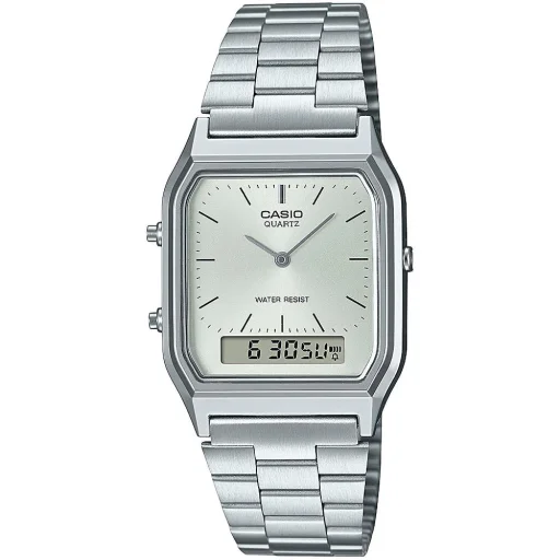 CASIO AQ-230A-7AMQYES pánske ana-digi hodinky 27,8 mm v striebornej farbe, so strojčekom 1301 - 1
