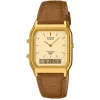 Casio AQ-230EGL-9AEF pánske ana-digi hodinky s hnedým koženým remienkom a zlatým ciferníkom thumbnail