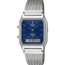 Casio AQ-230EM-2AEF pánske ana-digi hodinky s modrým ciferníkom v striebornej farbe, 27,8 mm