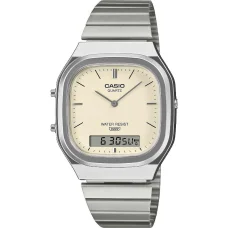 Casio AQ-240E-7A2EF férfi ana-digi karóra 35,8 mm ezüst színben, sárga számlappal