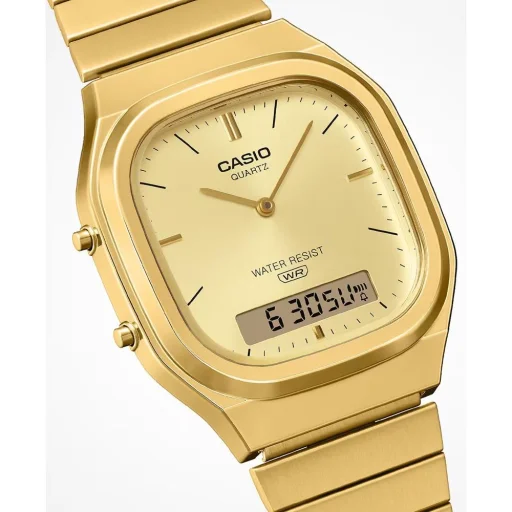 Casio AQ-240EG-9AEF pánske ana-digi hodinky 35,8 mm v zlatej farbe - 2