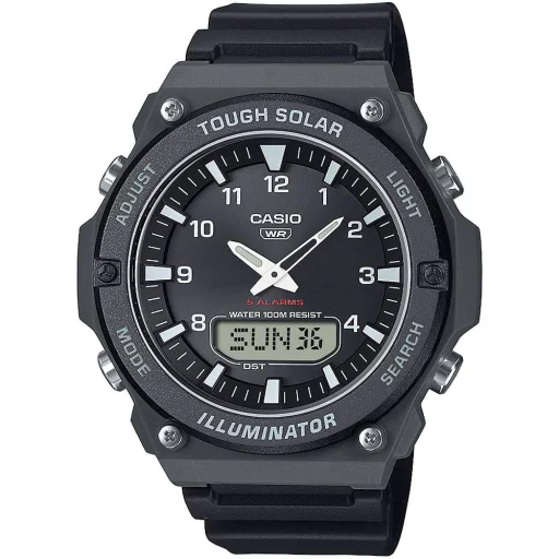 Pánske ana-digi hodinky Casio AQ-S820W-1AVEF, 50,1 mm, zelené puzdro a remienok, čierny ciferník - 1