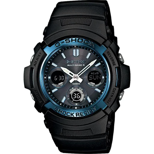 CASIO AWG-M100A-1AER férfi ana-digi rádiójel-vezérelt napelemes karóra 46 mm fekete - 1
