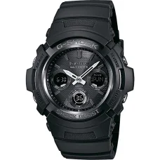 Pánske ana-digi rádiovo riadené solárne náramkové hodinky CASIO AWG-M100B-1AER, 46 mm, čierne