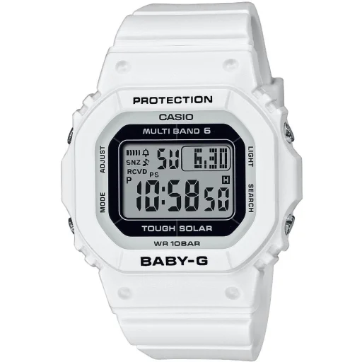 CASIO BGD-5650-7ER női digitális rádiójel-vezérelt napelemes karóra, 37,9 mm, fehér - 1