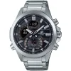 CASIO ECB-30D-1AEF férfi analóg-digitális karóra 48,7 mm ezüst nemesacél szíjjal, fekete számlappal, Bluetooth-szal thumbnail