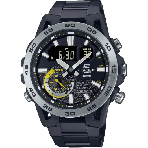 CASIO ECB-40DC-1AEF férfi analóg-digitális karóra 52,4 mm fekete nemesacél szíjjal, Bluetooth-szal - 1