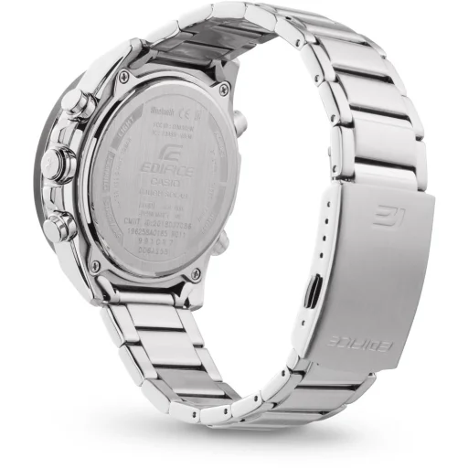 CASIO ECB-900DB-1AER férfi analóg-digitális napelemes karóra, 48 mm, ezüst nemesacél szíj, fekete számlap, Bluetooth - 4