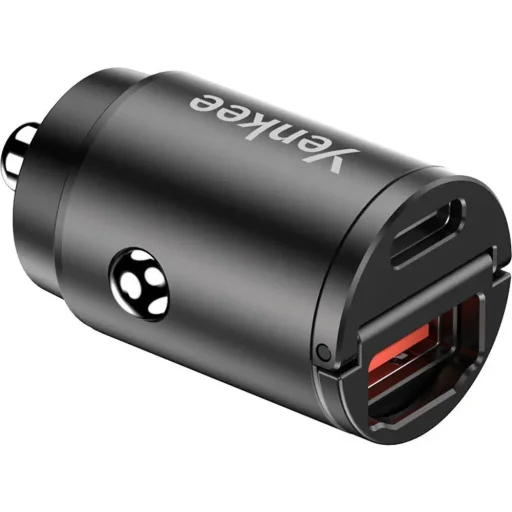 Yenkee YAC CAR 02 MINI 30W USB-A/USB-C autós gyorstöltő, alumínium, fekete - 5