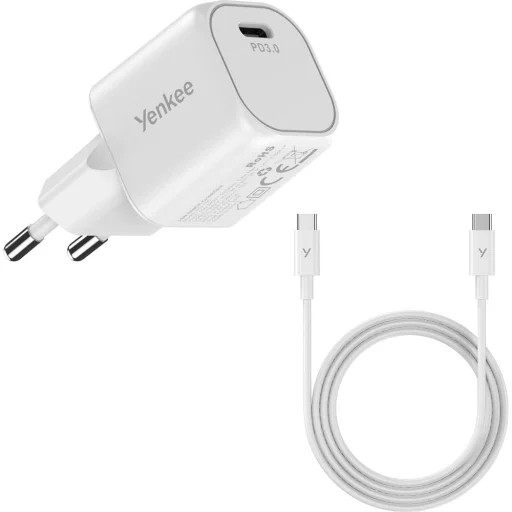Yenkee VOLT YAC G35WH 35W GaN hálózati töltő szett USB-C/USB-C kábellel, fehér - 2