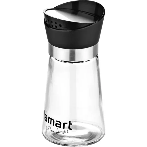 LAMART LT7020 Taste 2 részes fűszertartó készlet állvánnyal, 95 ml, acél/fekete/átlátszó - 5