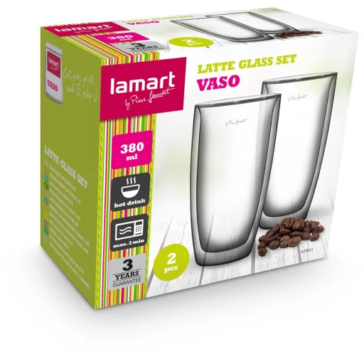 LAMART VASO LT9011 dupla falú latte pohárkészlet 380 ml, 2 db, átlátszó - 4