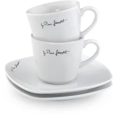 LAMART DINE LT9017 porcelán csésze készlet alátéttel, 2 db, 90 ml, fehér