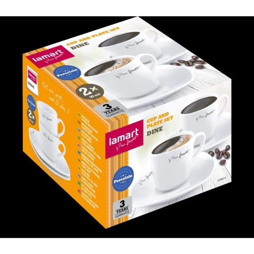 LAMART DINE LT9017 sada porcelánových šálok s podšálkami, 2 ks, 90 ml, biela - 3