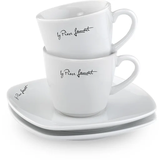 LAMART DINE LT9017 sada porcelánových šálok s podšálkami, 2 ks, 90 ml, biela - 1