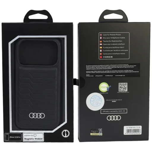 iPhone 18 Pro / 17 Pro Audi GT MagSafe puzdro z umelej kože, čierne - 4