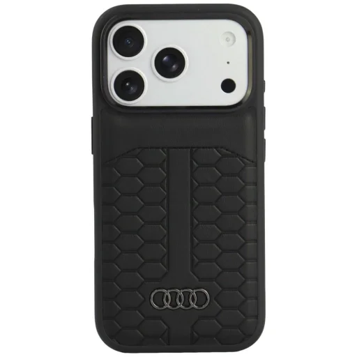 iPhone 18 Pro / iPhone 17 Pro čierne kožené ochranné puzdro Audi Leather Case MagSafe - 1