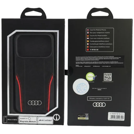 iPhone 18 Pro / iPhone 17 Pro Audi R8 puzdro z pravej kože MagSafe – čierno-červené - 5