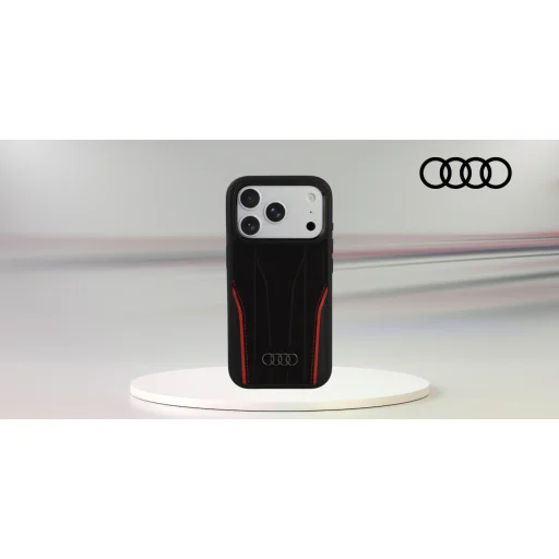 iPhone 18 Pro / iPhone 17 Pro Audi R8 puzdro z pravej kože MagSafe – čierno-červené - 6