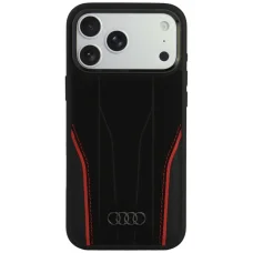 iPhone 18 Pro Max / iPhone 17 Pro Max Audi R8 zadný kryt z pravej kože s MagSafe, čierno-červený