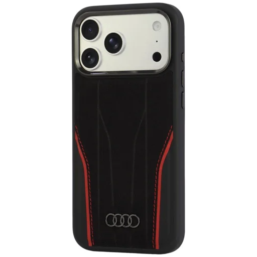 iPhone 18 Pro Max / iPhone 17 Pro Max Audi R8 zadný kryt z pravej kože s MagSafe, čierno-červený - 3