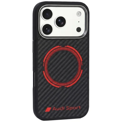 iPhone 18 Pro / 17 Pro čierne puzdro – Audi RSQ Carbon Fiber Sport Red Circle, kompatibilné s MagSafe - 2