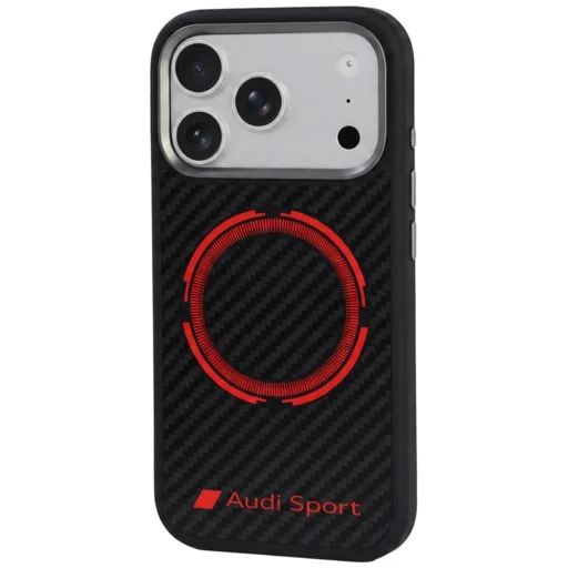 iPhone 18 Pro / 17 Pro čierne puzdro – Audi RSQ Carbon Fiber Sport Red Circle, kompatibilné s MagSafe - 3