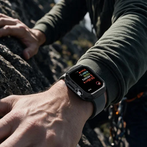 Spigen Rugged Armor Apple Watch 12 46 mm okosóra tok, matt fekete - 7