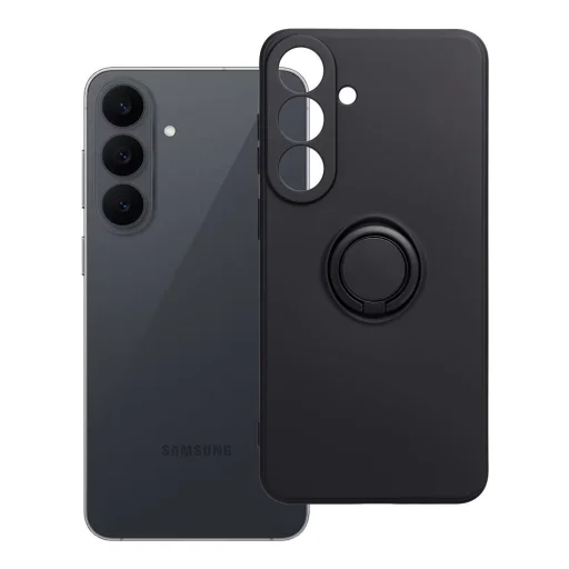 Samsung S26 FE silikónový zadný kryt s vyklápacím prsteňom, čierny - 9