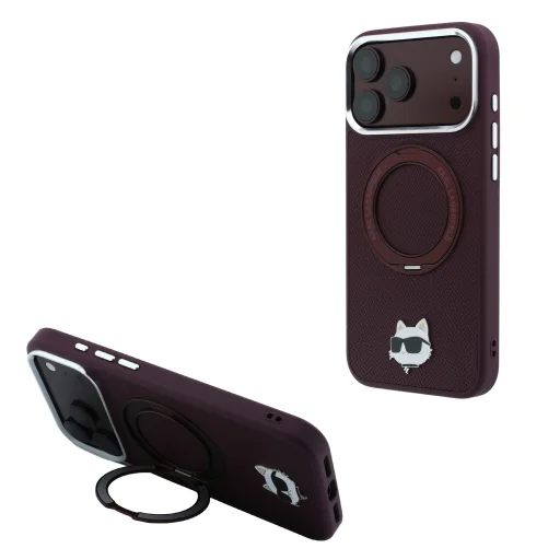 iPhone 18 Pro Max / iPhone 17 Pro Max Karl Lagerfeld Choupette Head Pin MagSafe puzdro s 360° prstencovým stojanom - 10