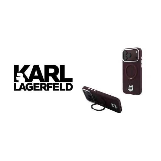 iPhone 18 Pro Max / iPhone 17 Pro Max Karl Lagerfeld Choupette Head Pin MagSafe puzdro s 360° prstencovým stojanom - 9
