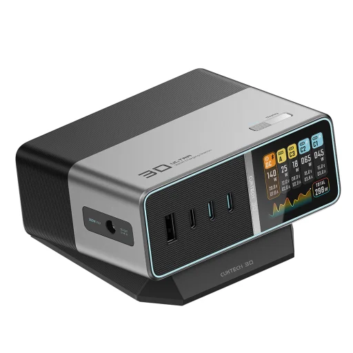 Nabíjacia stanica Cuktech TA3005U (CUKTA300OGGR), s USB-C káblom, DC, USB a Type-C konektormi, technológiou PD3.1 a GaN, s displejom, 300 W, sivá - 1