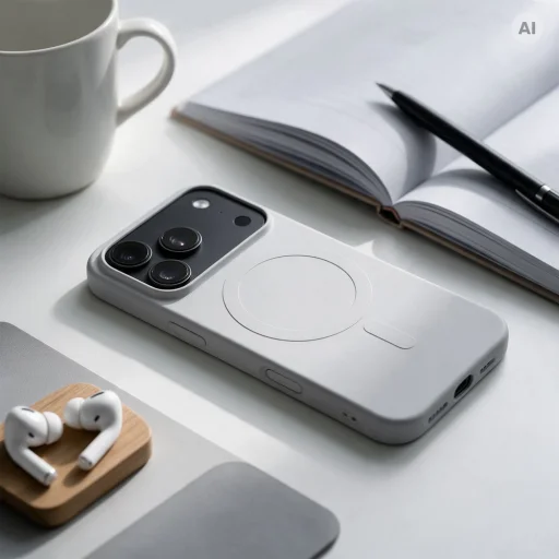 iPhone 18 Pro / 17 Pro silikónový kryt kompatibilný s MagSafe s veľkým výrezom, strieborný - 4