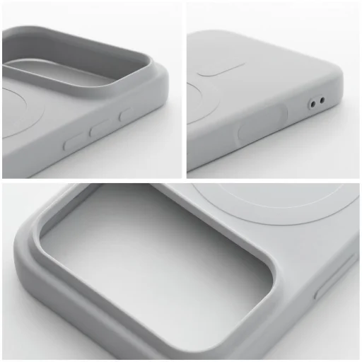 iPhone 18 Pro / 17 Pro silikónový kryt kompatibilný s MagSafe s veľkým výrezom, strieborný - 5