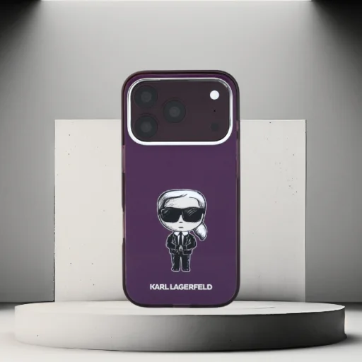Apple iPhone 18 Pro Max / iPhone 17 Pro Max Karl Lagerfeld IML Ikonik Sketch Print MagSafe bordové puzdro - 11