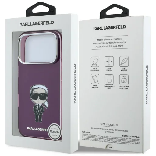 Apple iPhone 18 Pro Max / iPhone 17 Pro Max Karl Lagerfeld IML Ikonik Sketch Print MagSafe bordové puzdro - 8