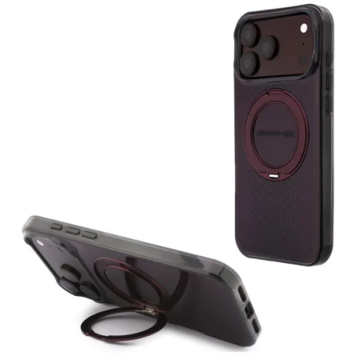 iPhone 18 Pro Max / iPhone 17 Pro Max AMG IML Urban Line dvojvrstvový kryt s prstencovým stojanom, kompatibilný s MagSafe, bordový - 12