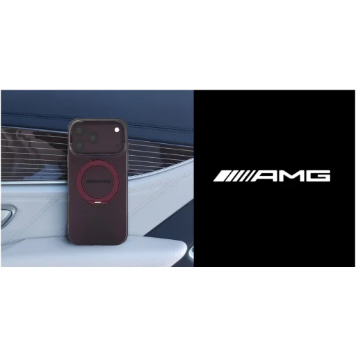 iPhone 18 Pro Max / iPhone 17 Pro Max AMG IML Urban Line dvojvrstvový kryt s prstencovým stojanom, kompatibilný s MagSafe, bordový - 9