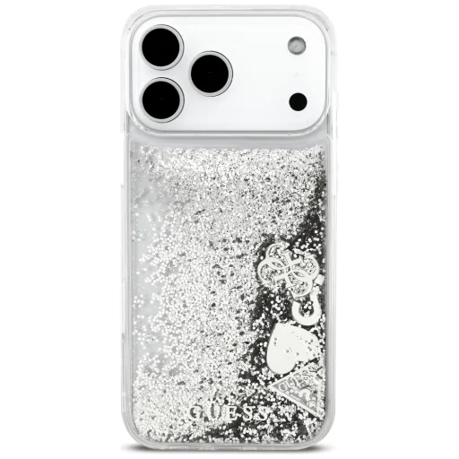 Apple iPhone 18 Pro Max / 17 Pro Max strieborný Guess Liquid Glitter 4G Charms zadný kryt - 3