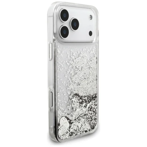 Apple iPhone 18 Pro Max / 17 Pro Max strieborný Guess Liquid Glitter 4G Charms zadný kryt - 4