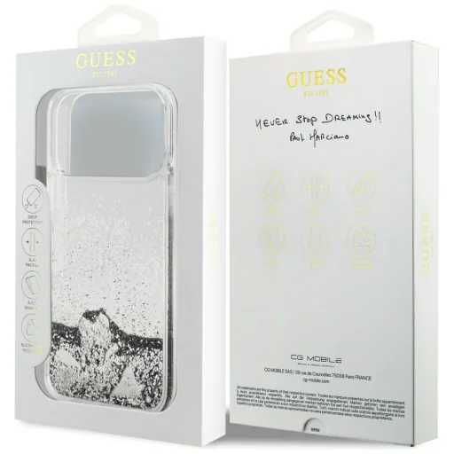 Apple iPhone 18 Pro Max / 17 Pro Max strieborný Guess Liquid Glitter 4G Charms zadný kryt - 8
