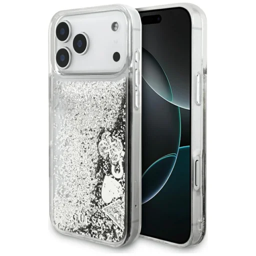 Apple iPhone 18 Pro Max / 17 Pro Max strieborný Guess Liquid Glitter 4G Charms zadný kryt - 1