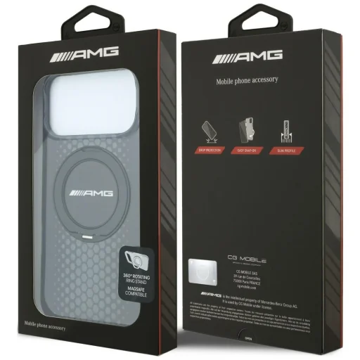 iPhone 18 Pro / 17 Pro AMG IML Urban Line dvojvrstvové MagSafe puzdro s otočným prstencovým stojanom, čierne - 8
