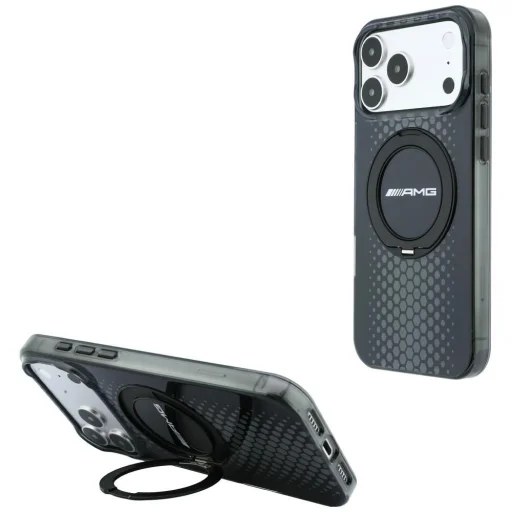 iPhone 18 Pro / 17 Pro AMG IML Urban Line dvojvrstvové MagSafe puzdro s otočným prstencovým stojanom, čierne - 1