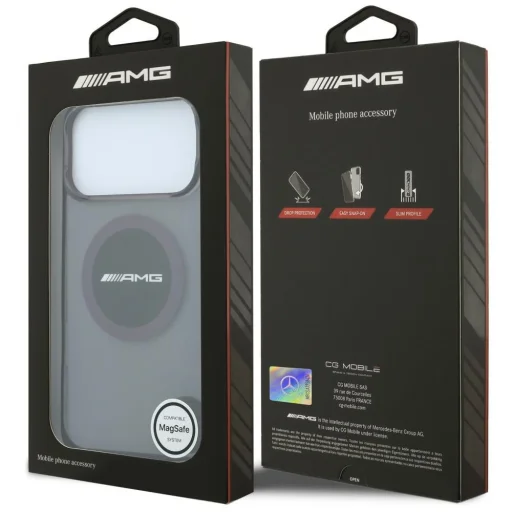 Kryt pre iPhone 18 Pro Max / 17 Pro Max AMG IML transparentný, s dvojfarebným blokovým MagSafe dizajnom, čierno-bordový - 8