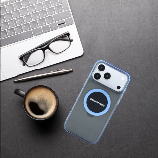 iPhone 18 Pro Max / iPhone 17 Pro Max AMG IML Transparent Bicolor Block MagSafe puzdro, čierne/modré - 11