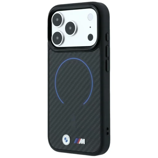 iPhone 18 Pro / iPhone 17 Pro čierne BMW M Carbon Blue Print puzdro s krúžkom a kovovým logom MagSafe - 2