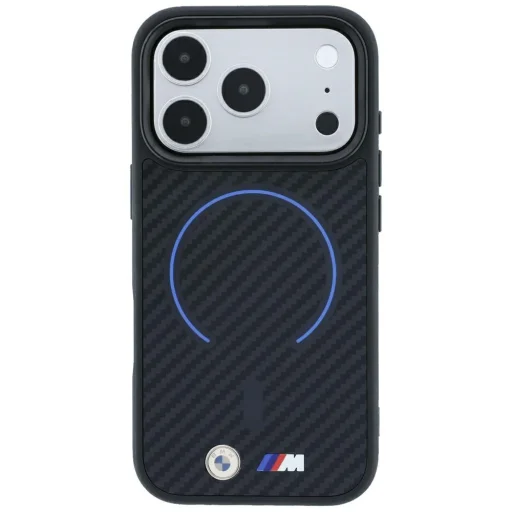 iPhone 18 Pro / iPhone 17 Pro čierne BMW M Carbon Blue Print puzdro s krúžkom a kovovým logom MagSafe - 3